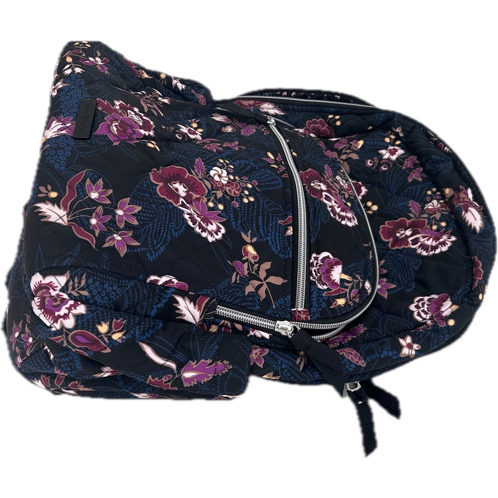 Vera Bradley XL Campus Backpack Women Black Felicity Floral Excellent Quilted - Picture 16 of 16
